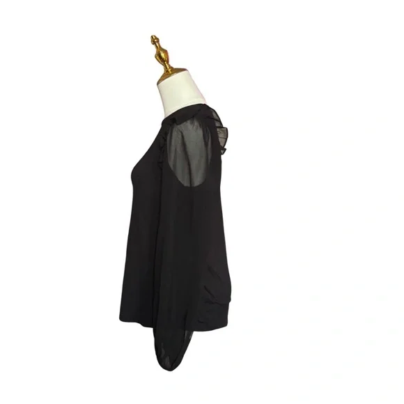 Elegant Black Ruffle Sleeve Blouse - Picture 4 of 7